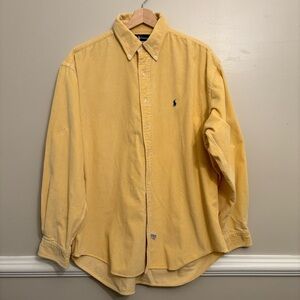 Ralph Lauren Corduroy Shirt Mens XL Yellow Blake Pinwale Button Up Blue Pony